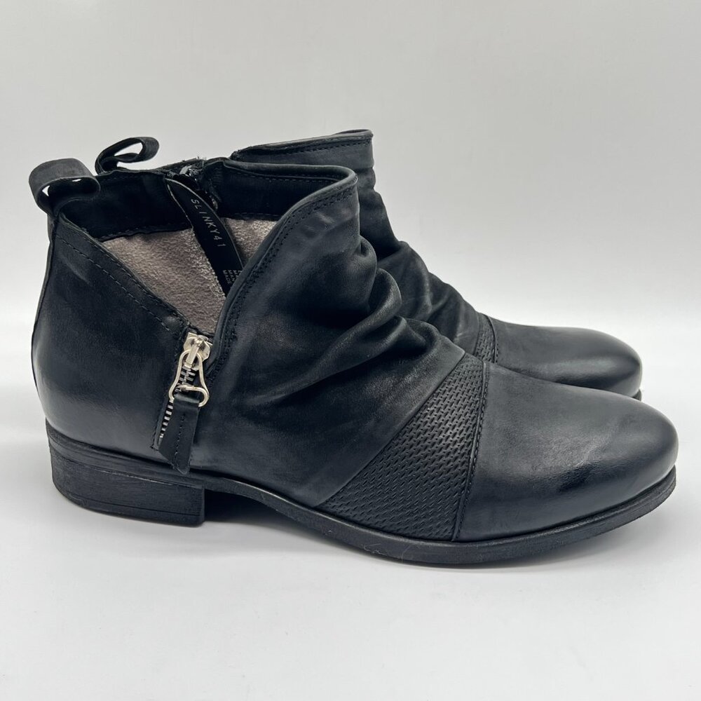 Miz Mooz Womens Size 41 EU 9.5 - 10 US Slinky Black Leather Ankle Boots Shoes